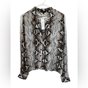 Topshop Women's Snake Print Button Down Shirt - New